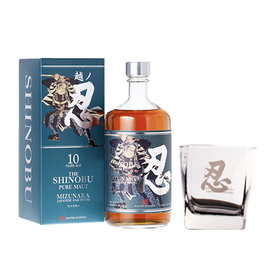 Shinobu 10 Years Old Pure Malt Whisky Mizunara Finish ABV 43% 70cl With Free Rock Glass