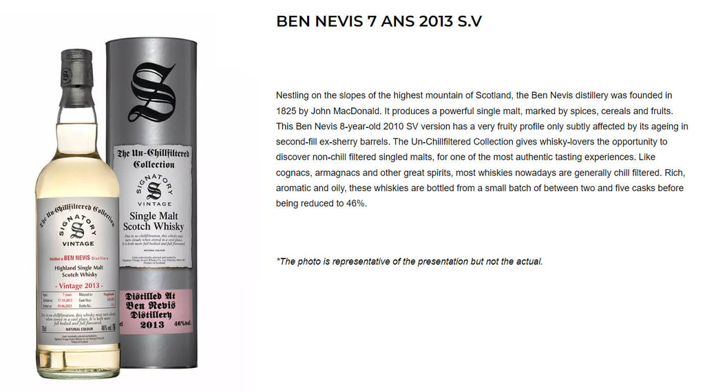 Ben Nevis 2013 7 Year Old Signatory Vintage Un-Chillfiltered Single Malt 700ml ABV 46%