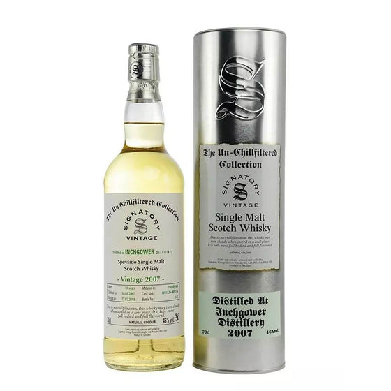 Inchgower 2007 11 Year Old Signatory Vintage Un-Chillfiltered Speyside Single Malt Whisky ABV 46% 700ml