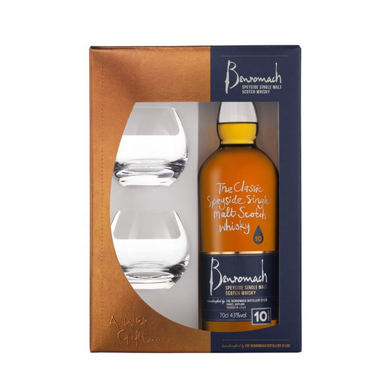 Benromach 10 Year Old Scotch Whisky ABV 43% 70cl Gift Set