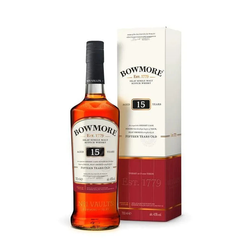 Bowmore 15 Year Old Sherry Cask Finish Islay Single Malt Scotch Whisky ABV 43% Vol 700ml / 70cl with Gift Box