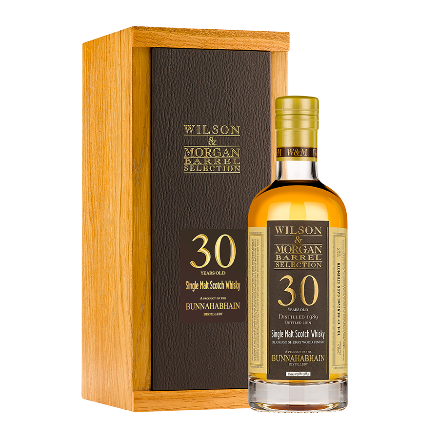 Bunnahabhain Distilled 1989 Bottled 2019 Wilson & Morgan Barrel Selection 30 Year Old Oloroso Sherry Wood Finish Cask Strength Islay Single Malt Scotch Whisky ABV 47.6% Vol 70cl / 700ml FREE Whisky Connoisseur Glass