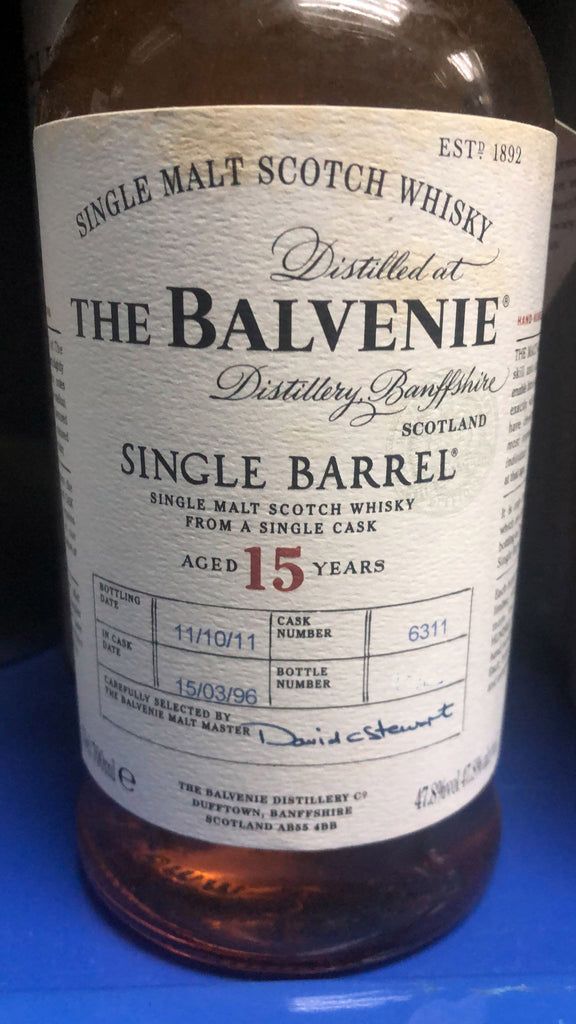 Balvenie 15 Single Barrel ABV 47.8% 700ml (Discontinued Vintage Bottle, Label and Box are not in perfect condition)