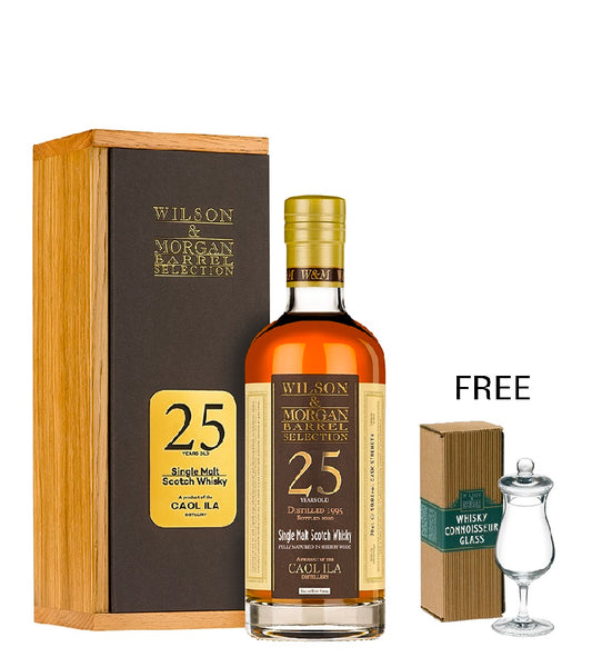 Caol Ila Distilled 1995 Bottled 2020 Wilson & Morgan Barrel Selection 25 Year Old Fully Matured in Sherry Wood Islay Single Malt Scotch Whisky ABV 59.8% Vol 70cl / 700ml with Gift Box FREE Whisky Connoisseur Glass