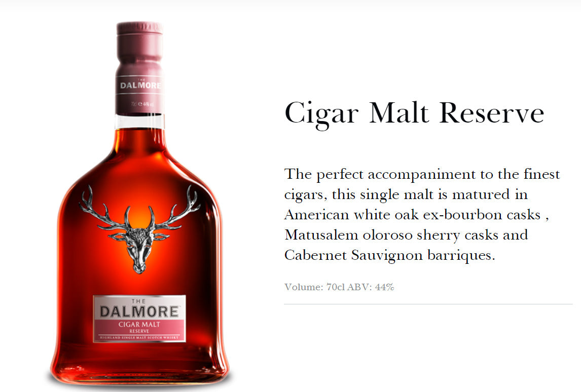 The Dalmore Cigar Malt Reserve Matured in American White Oak and Olorosso Sherry Wood Finished in Cabernet Sauvignon Barriques to Complement a Fine Cigar Highland Single Malt Scotch Whisky ABV 44% Vol 70cl / 700ml (Box may not in good condition)