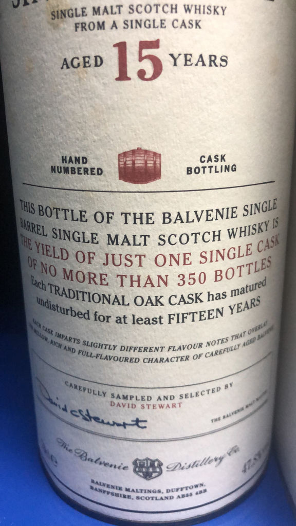Balvenie 15 Single Barrel ABV 47.8% 700ml (Discontinued Vintage Bottle, Label and Box are not in perfect condition)
