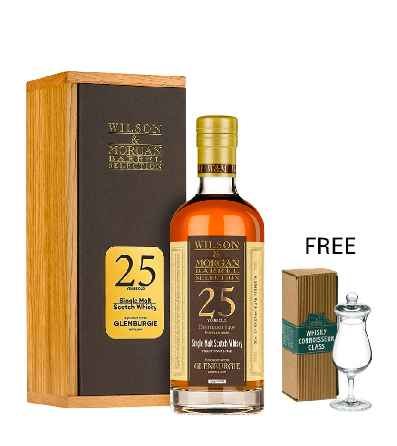 Glenburgie Distillery Distilled 1995 Bottled 2020 25 Years Old Wilson & Morgan Barrel Selection Traditional Oak Single Malt Scotch Whisky ABV 51.4% Vol 70cl / 700ml (With Gift Box. FREE Whisky Connoisseur Glass)