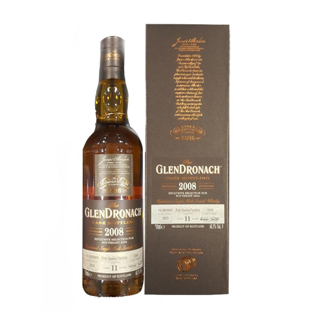 The Glendronach 11 Years old Distilled 2008 Pedro Ximenez Puncheon Cask The Whisky Shop Singapore Exclusive Highland Single Malt Scotch Whisky ABV 60.3% Vol 70cl / 700ml (Random Bottle Number)