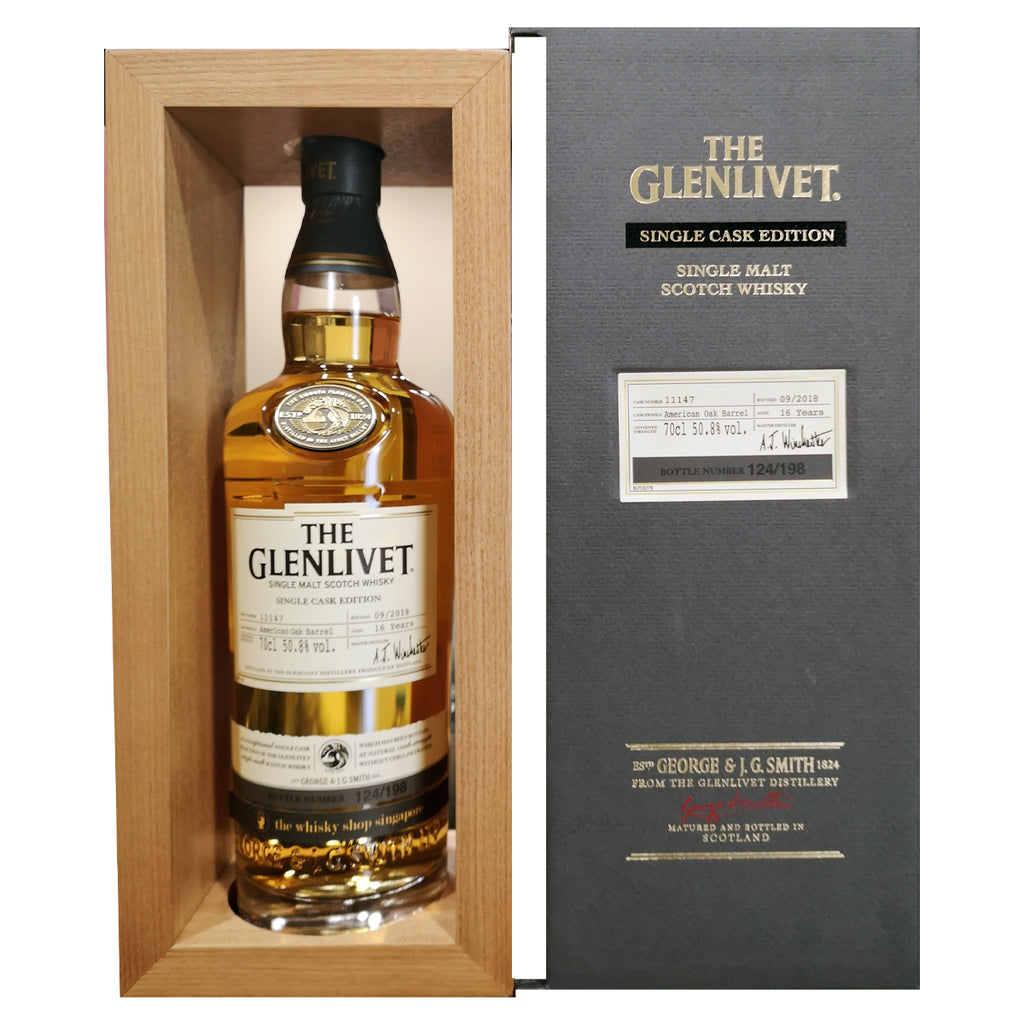Glenlivet 16 Years Old American Oak Barrel Single Cask Edition ABV 50.8% 700ml (The Whisky Shop Singapore Exclusive) Random Bottle Number