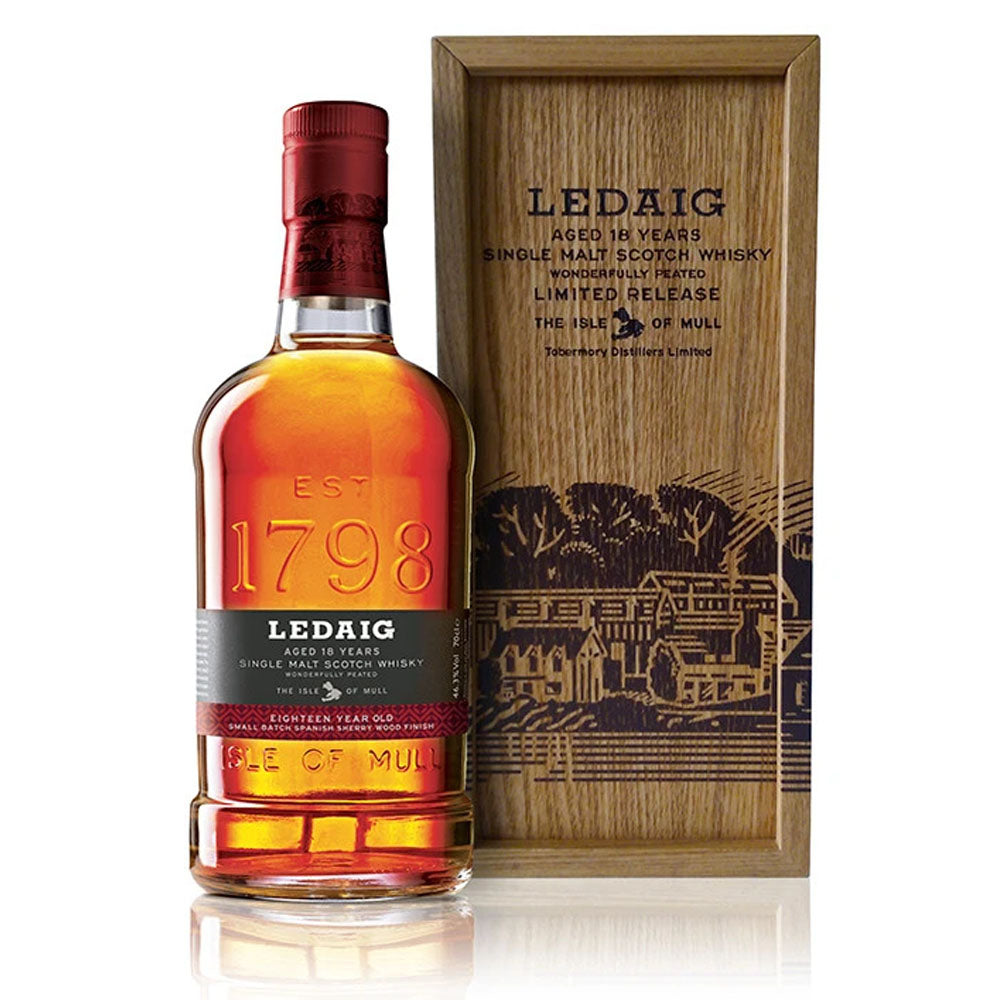 Ledaig 18 Years Old Tobermory Isle Of Mull Single Malt Scotch Whisky ABV 46.3% Vol 700ml / 70cl (With Gift Box)