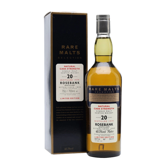 Rosebank Distillery 20 Year Old Distilled 1979 Rare Malts Selections Limited Edition Natural Cask Strength Lowland Single Malt Scotch Whisky ABV 60.3% Vol 70cl / 700ml