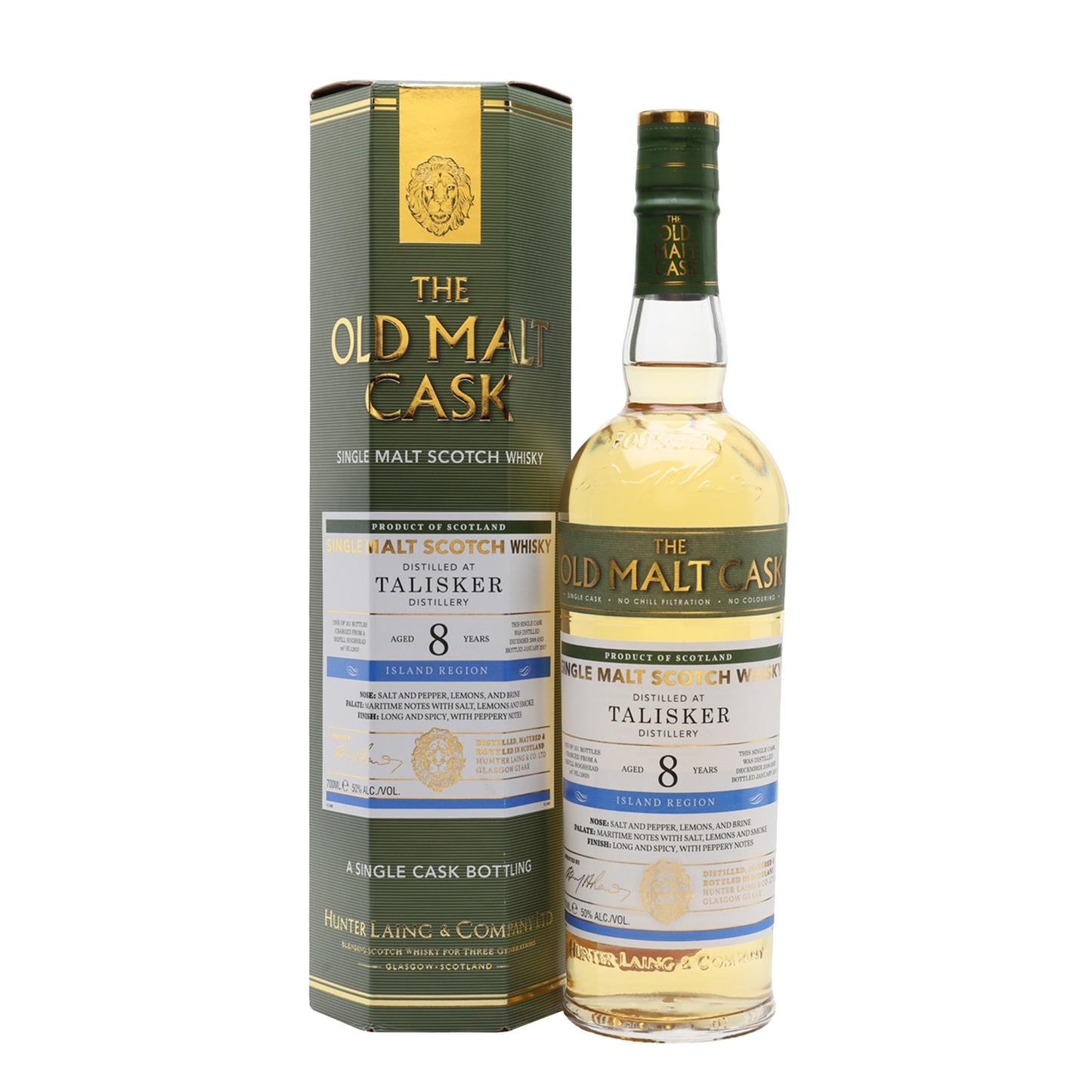 Talisker 2008 8 Years Old Hunter Laing - Old Malt Cask Isle of Skye Single Cask Single Malt Scotch Whisky ABV 50% Vol 700ml / 70cl
