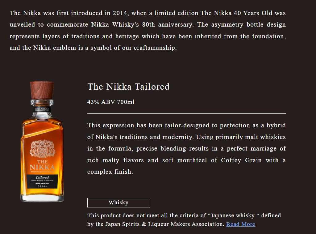 Nikka The Nikka Tailored Premium Blended Whisky ABV 43% 700ml